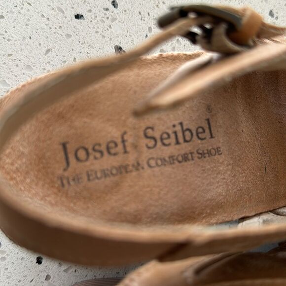 Josef Seibel Women's Ruth Tan Leather Cut Out Open Toe Comfy Sandals Size 40 EUC - Picture 9 of 12